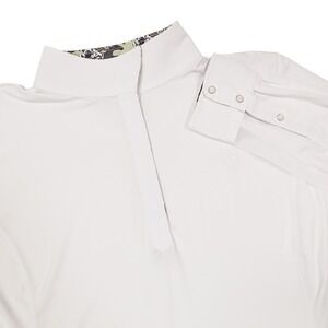ROMFH Women's L Jockey Print Long Sleeve Performance Horseback Riding Show Shirt